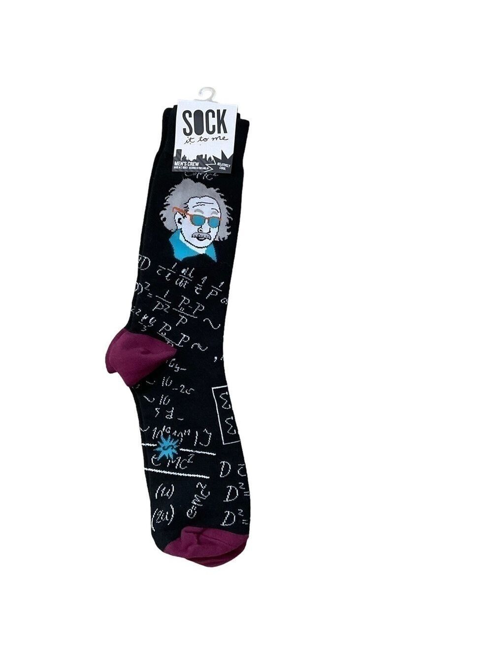 RELATIVELY Cool Socks Men’s Crew Sock it to me Albert Einstein size 7-13